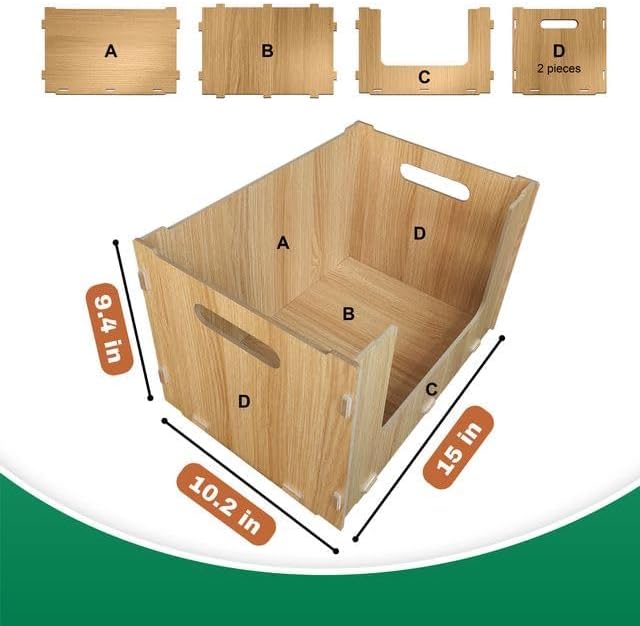 Skywin Wooden Stackable Storage Bins Open Front for Pantry Storage, 4 Pack | Easy Stacking, Open Front Design, Space Saving Pantry Organizers and Storage Bin for Snacks, Toiletries, and Home Essentials - Image 2