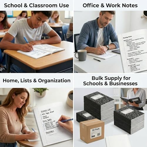 Trail maker (50 Pack) Bulk Composition Notebooks, College Ruled Marble Cover, 200 Pages (100 Sheets), 9.75 x 7.5, Bulk School Supplies for Classroom, Office & School Donations - Image 3