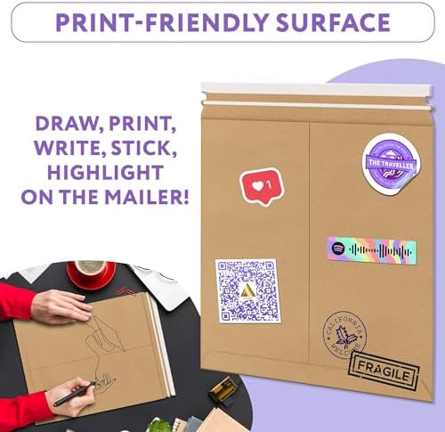 APQ Supply Natural Brown Rigid Mailers, 13 x 18 Inch. Pack of 100 Cardboard Envelopes for Photos, Documents. Sturdy Stay Flat Mailers with Self-Seal Closure. Hard Rigid Shipping Envelopes - Image 4