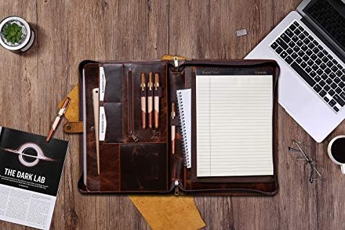 Personalized Leather Portfolio Padfolio for Men, Engraved Gifts for Father's Day for Husband from Wife, Customized Leather Gifts Present for Son/Dad, for Birthday, Oil Wax - Image 4
