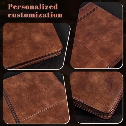AZXCG Personalized Leather Portfolio,Free Engraved Name,Padfolio for Women Organizer with Zippered, A4 Notepad Holder, Portfolio with Handle,Business Portfolio with A4 Writing Pad,Gift for Men&Women - Image 5