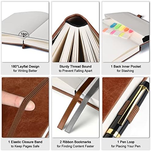 5 Pack College Ruled Notebook Bulk, A5, 312 Numbered Page Thick Journal Set - Image 3