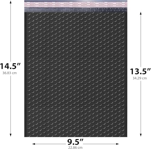 Black Bubble Mailers 9.5x14.5 Self Seal Poly Padded Envelopes #4, 100 Pack - Image 2