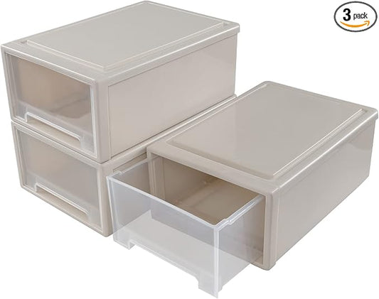 6 Quart Plastic Stacking Storage Drawer Unit, 3 Packs by Neadas