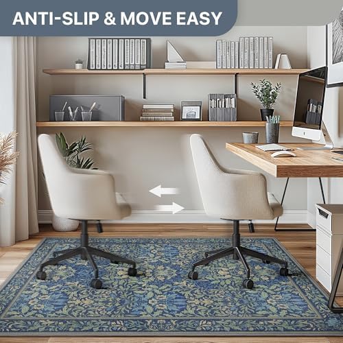 48"x60" Office Chair Mat for Hardwood Floor, Non-Slip Washable Dark Blue - Image 4