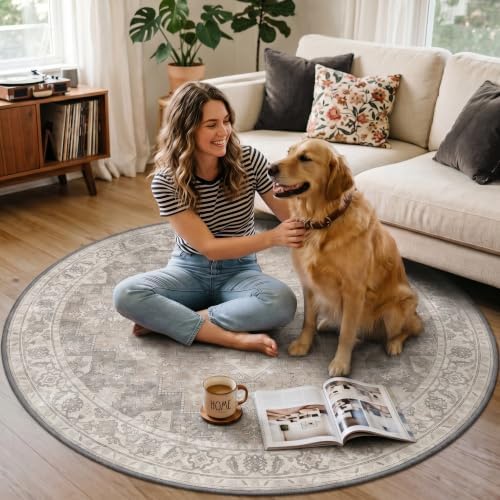 5FT Round Office Chair Mat for Hardwood Floor, Non-Slip Washable Trench - Image 3