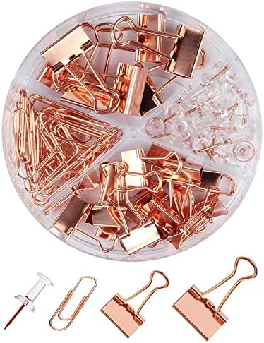 Paper Clips Binder Push Pin Set, Assorted Sized Binder Clips by CREECHWA