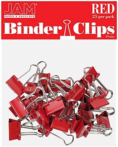 JAM PAPER Colorful Binder Clips - Small - 3/4 Inch (19 mm) - Red Binderclips - 25/Pack by JAMPaper