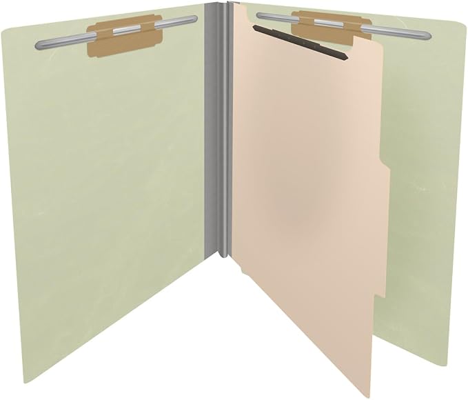 25 Pt. Pressboard Classification Folders, Full Cut End Tab, Letter Size, 1 Divider, Light Green (Box of 10) - Image 4