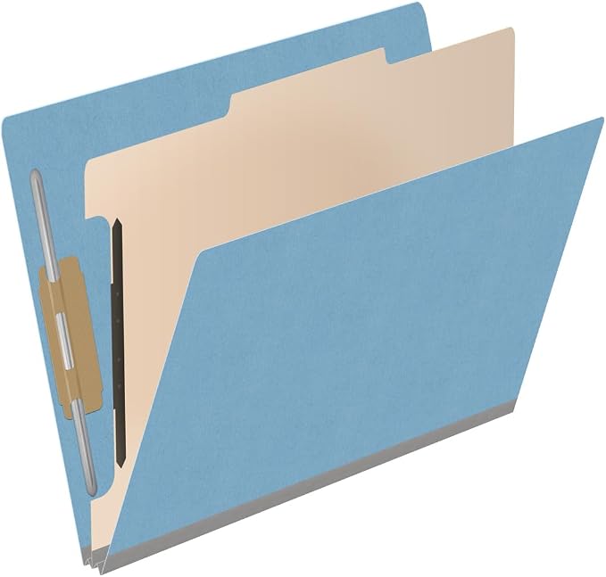 Ecom Folders Heavy Duty Top Tab Classification Folders | Letter Size 18 Pt Stock with 1 Divider | 2/5 Cut Right Position Tab for Medical, Legal and Office Documents | Blue, Box of 10 - Image 2