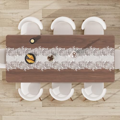 Crystal Clear Plastic Table Cover Protector with Lace Pattern, 42" x 72" by FURKIT