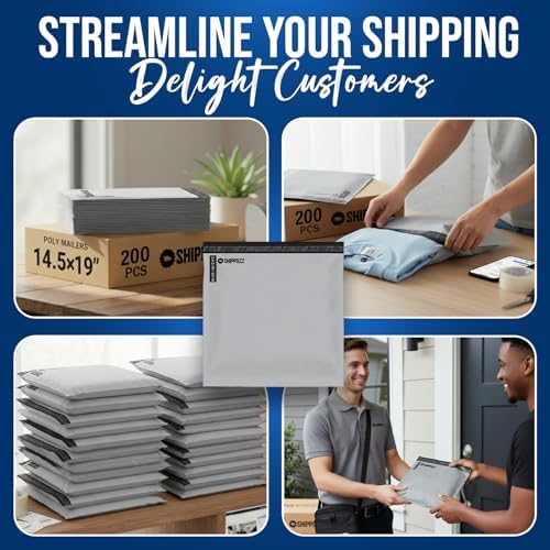 Shippozz 14.5x19 Poly Mailers 200 Pack, Durable Waterproof Polymailers for Shipping Clothes, Self Seal Mailing Bags for Small Business Packaging Supplies, Mailing Envelopes for Books, and Accessories - Image 5