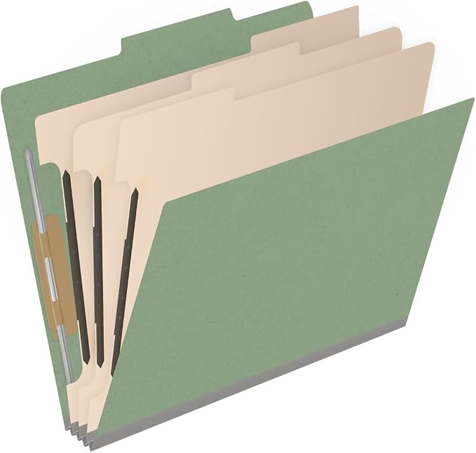 25 Pt. Pressboard Classification Folders, 2/5 Cut ROC Top Tab, Letter Size, 3 Dividers, Green (Box of 10) - Image 2