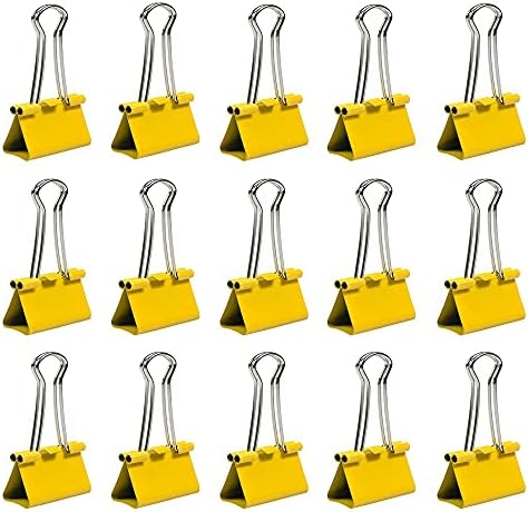 JAM PAPER Colorful Binder Clips - Medium - 1 1/4 Inch (32 mm) - Yellow Binderclips - 15/Pack - Image 2