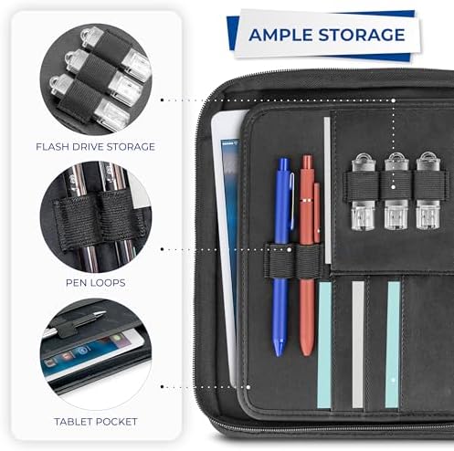 Samsill Professional Padfolio, Faux Leather Junior Portfolio with Zipper, 10.1 Inch Tablet Sleeve, with 7 x 10 Inch Notepad, Black - Image 6