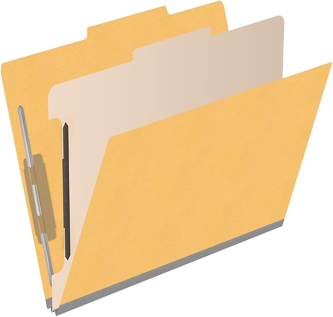 Heavy Duty End Tab Color Folders, 2/5 Cut ROC Top Tab, Letter Size, 1 Divider, Yellow (Box of 10) - Image 2
