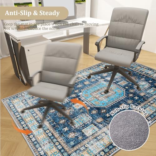 Office Chair Mat for Hardwood Floor, 60"x45" Easy Glide Computer Desk Mat Protector for Rolling Chair Under Desk Rug Nonslip Backing, Machine Wash, (Modern) - Image 5