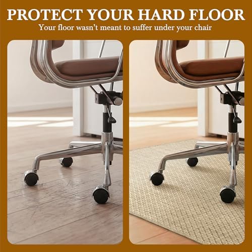 Aothia Textilene Chair Mat for Hardwood Floors - Heavy Duty Non-Slip Desk Floor Protector, Durable PVC & Polyester Blend, Easy to Clean, Ideal for Home Office (36"x47", Beige) - Image 2