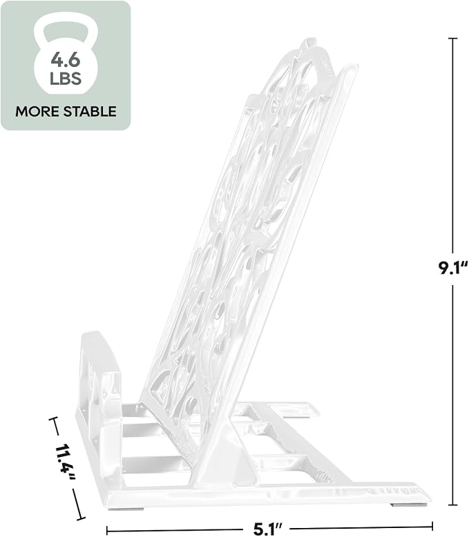 JOGREFUL Cast Iron Cookbook Stand, Kitchen Recipe Holder Love Heart White | Heavy-Duty Book Vintage Holder, Reading Rest Holder for Easel/Counter/Books/Magazine/iPad/Bible - Image 2
