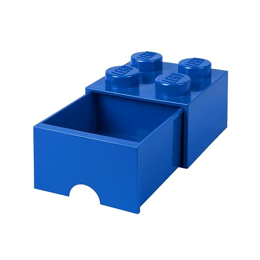 Room Copenhagen, LEGO Brick Drawer - Stackable Storage and Décor - Brick 4, Bright Blue | Oversized BPA-free plastic organizer for toys and stationery, 9.8 x 9.8 x 7.1 in, compatible with LEGO storage bricks - Image 4