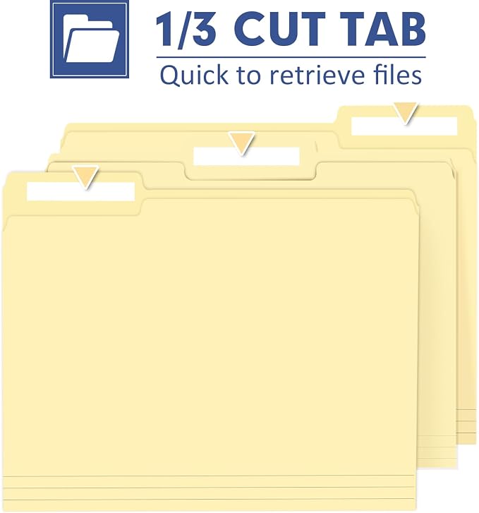 File Folder, PANDRI 270 Pack File Folder, 1/3 Cut Tab, Letter Size, Filing Folder for Office School Business, Manila - Image 4
