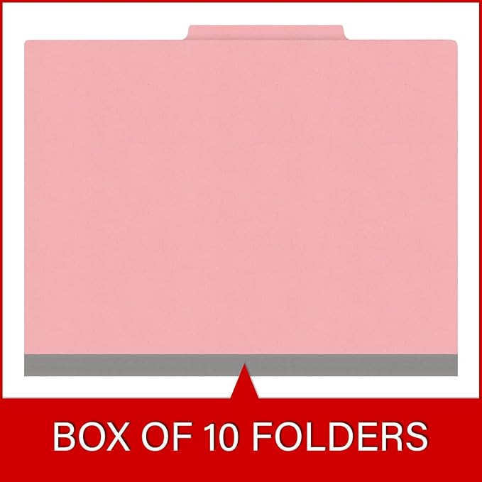 Heavy Duty End Tab Color Folders, 2/5 Cut ROC Top Tab, Letter Size, 1 Divider, Pink (Box of 10) - Image 6