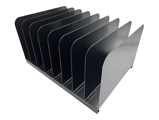 Huron Applied Sciences Vertical 8 Slot Steel Desk Organizer/Sorter, Black by Huron