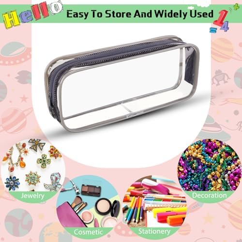 Fainne 50 Pcs Clear Pencil Pouch Bulk 7.87x1.38 Zipper Bag, Gray - Image 4