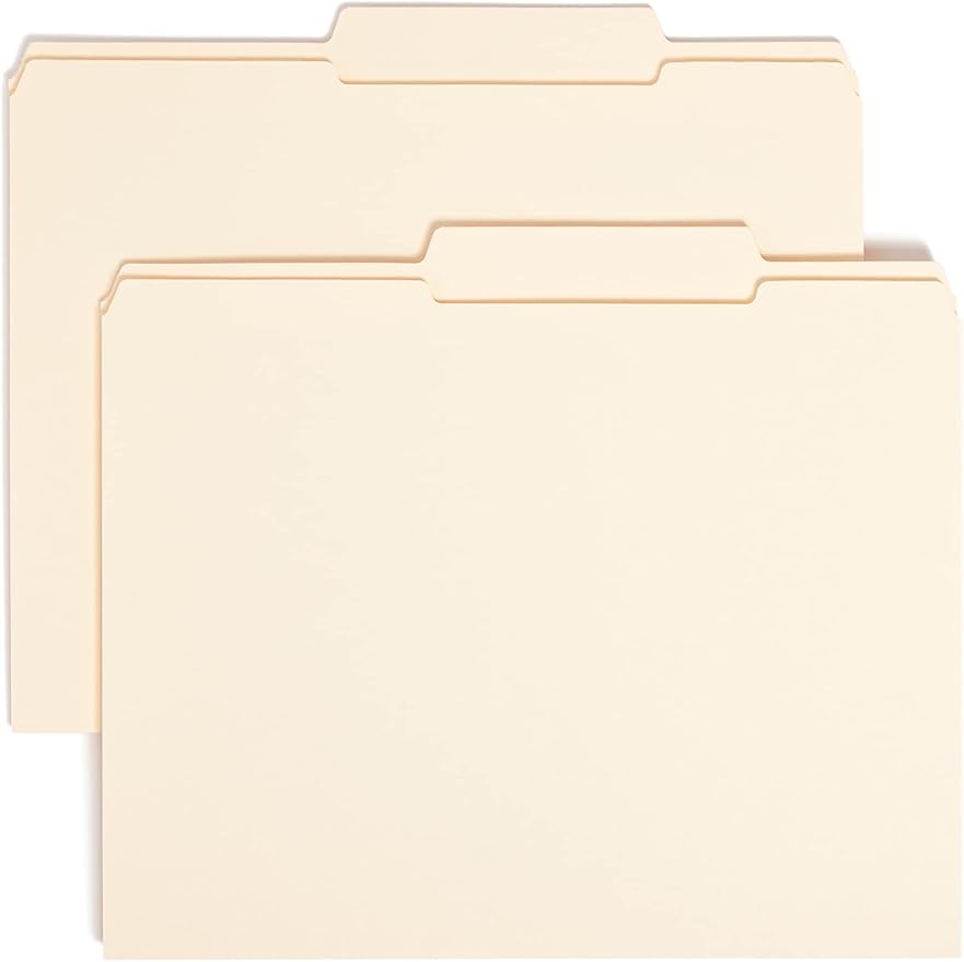 Smead File Folder, Reinforced 2/5-Cut Right of Center Position, Guide Height, Letter Size, Manila, 100 Per Box (10376) by SMEAD