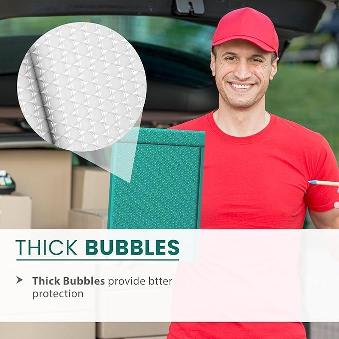 Green Bubble Mailers 10x13, Self Seal Poly Padded Envelopes, 100 Pack Bulk - Image 6