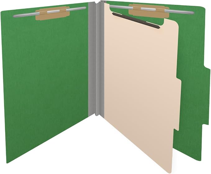 25 Pt. Pressboard Classification Folders, 2/5 Cut ROC Top Tab, Letter Size, 1 Divider, Moss Green (Box of 10) - Image 4