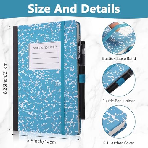 Laumoi 28 Pack A5 PU Leather Lined Notebook Journal, Sky Blue,Marble - Image 2