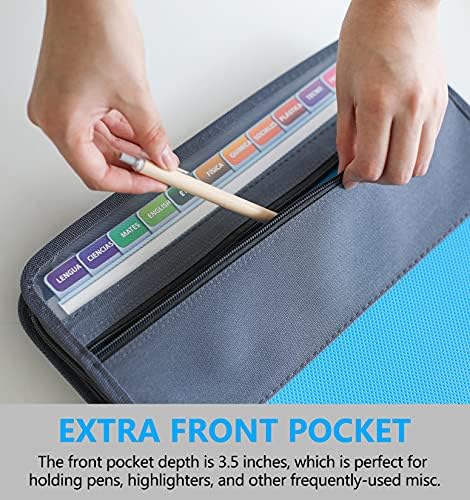 NAFY Expanding File Folder, 13 Pockets Document Organizer with Zipper, A4 Letter Size Portable Accordion Expanding File Folders with 27pcs Multicolor Labels for Home Office School Supplies (Blue) - Image 4