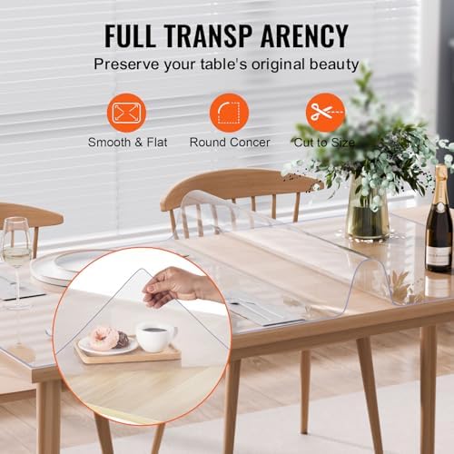 VEVOR Plastic Table Cover, 40 x 80 Inch 2.0 mm Thick Rectangle Clear PVC Mat Protector, Waterproof & Easy Cleaning Desk Pad Tablecloth, for Office, Dresser, Dining Room, Night Stand - Image 5