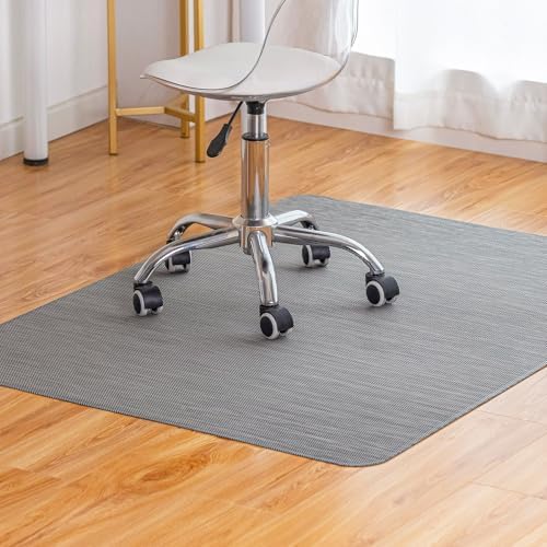 BARoyal Office Chair Mat for Hardwood Floor Under Desk Computer Rolling Chair Mat for Wood/Tile Floor Non-Slip Heavy Duty Desk Rug PVC Plastic Hard Floor Protector 46"x 60" (Gray) by BAROYAL