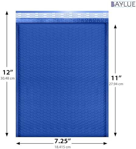 Royal Blue Bubble Mailers 7.25x12, Poly Padded Envelopes #1, 100 Pack - Image 2