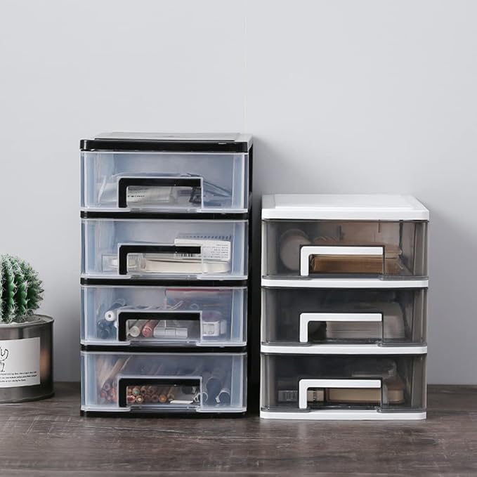 Cabilock Storage Drawers Desk Organizer with 5 Drawers:2pcs Clear Plastic Desk Storage Box Mini Storage Bin Container Case for, Storing Craft, Accessory, Stationery Jewelry Organizer Stand - Image 6