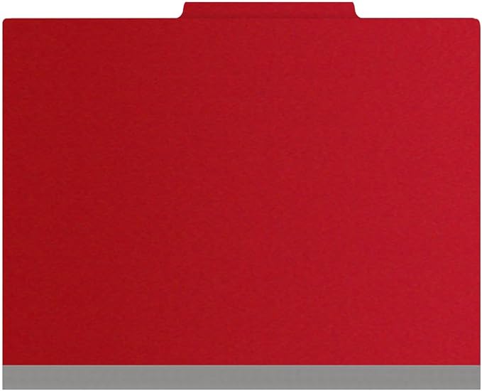 25 Pt. Pressboard Classification Folders, 2/5 Cut ROC Top Tab, Letter Size, 3 Dividers, Deep Red (Box of 10) - Image 3