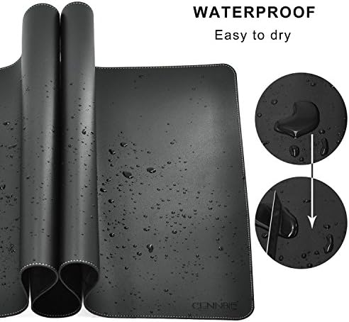 CENNBIE Leather Desk Mat Protector, 39.3" x 19.6" Large Mouse Pad(Black) - Image 6