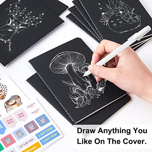 feela 170 Pack Blank Kraft Notebooks, Unlined Sketchbook Mini Cute Note Pad for Drawing Writing, Journal Bulk For Kids Students Office School Supplies, A6, 48 Pages, 4.25” X 5.5”, Black - Image 3