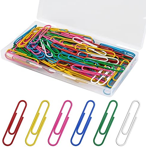 Luney 100PCS Paperclips, 2 Inch Colored Large Paper Clips Jumbo, Paper Clip Assorted 6 Colors, Paperclip for Office, Document, Teacher, and School Supplies by PANDAMIMI
