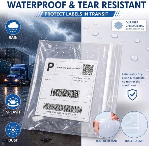 Glenmal 250 Pcs 7" x 5.5" Resealable Packing List Envelopes Clear Self-adhesive Shipping Label Sleeves with Zipper Waterproof Packing List Envelopes for Documents Mailing Labels Invoices Pack Slip - Image 5