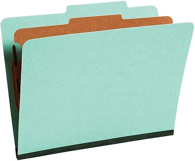 Staples 60% Recycled Pressboard Classification Folder, 1-Divider, 1.75" Expansion, Letter Size, Light Green, 20/Box - Image 4