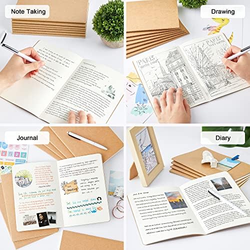 feela 15 Pack Blank Kraft Notebooks, Unlined Sketchbook Note Pad Travel Journal for Drawing Doodling Writing, Journal Bulk For Women Kids Students Office School Supplies, A5, 60 Pages, 8.3” X 5.5” - Image 5