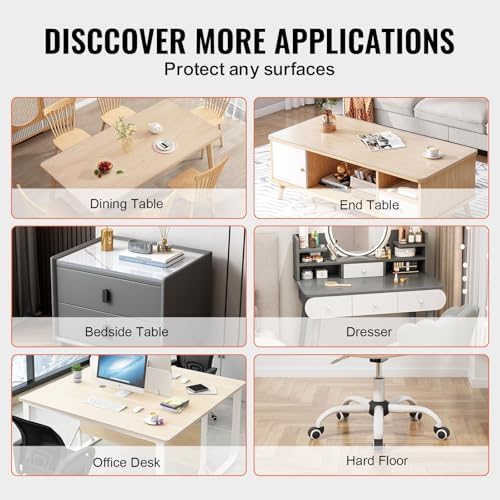 VEVOR Plastic Table Cover, 40 x 60 Inch 2.0 mm Thick Clear PVC Table Protector, Rectangle Desk Mat, Waterproof & Easy Cleaning Tablecloth, for Office, Dresser, Dining Room, Night Stand - Image 6