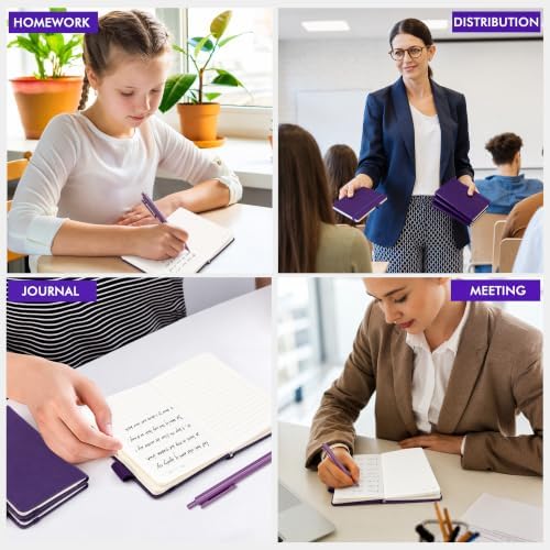 feela 15 Pack Pocket Small Notebooks Bulk, Mini Cute Notepads Hardcover College Ruled Lined Journals with Pen Holder for School Business Memos, with 15 Black Pens, 3.5”x 5.5”, A6, Purple - Image 7