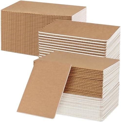 ZCZN 100 Pack A5 Kraft Notebooks Bulk, 8.15x5.5 Inches Graph Paper Journaling Notebooks, Notebooks for Work, Composition Notebooks for School, Journal Notebooks for Office, 60 Pages by ZCZN