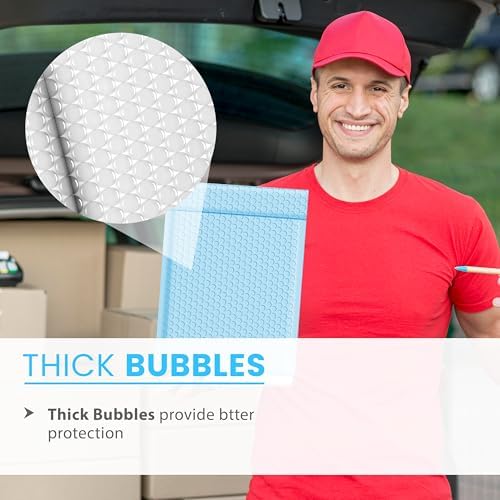 Light Blue Bubble Mailers 9.5x14.5, Poly Padded Envelopes #4, 100 Pack - Image 6