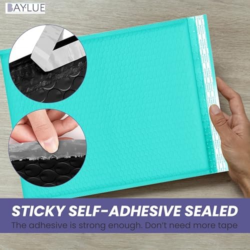 Teal Bubble Mailers 10x13, Self Seal Poly Padded Envelopes, 100 Pack Bulk - Image 3