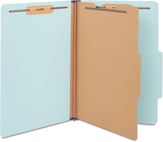 Staples 60% Recycled Pressboard Classification Folder, 1-Divider, 1.75" Expansion, Legal Size, Light Blue, 20/Box by Staples